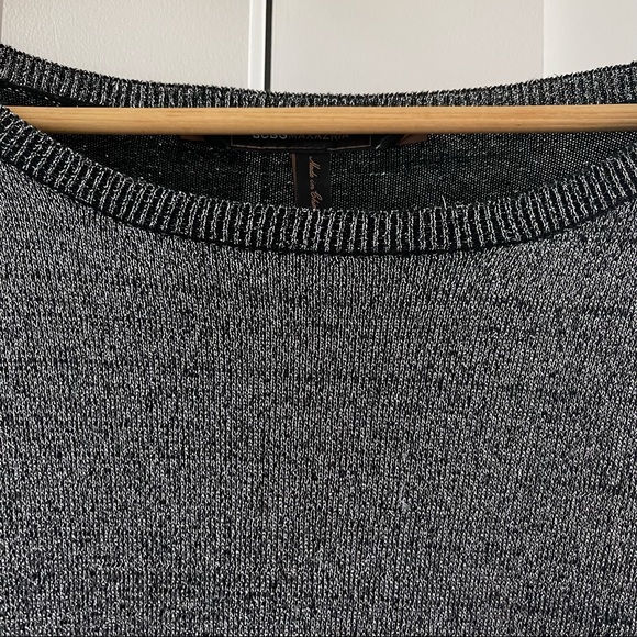 Glittery metallic curve hugging layered ruffled black & silver dress - Picture 6 of 13